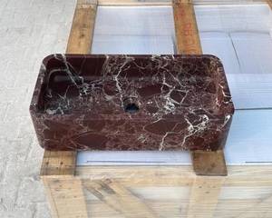 Lavabo Flotante de Mármol Natural de Lujo, Lavabo Integrado de Piedra, Encimera de Baño Acanalada Montada en la Pared, Personalizado OEM ODM - Product Image 4