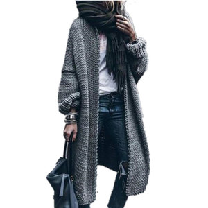 Cárdigan de punto grueso de <span class=keywords><strong>invierno</strong></span> de talla grande para <span class=keywords><strong>mujer</strong></span>, abrigo de suéter extragrande de punto grueso, cárdigan largo de punto de ganchillo pesado - Product Image 2