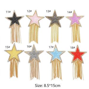 Wholesale Custom Iron on Rhinestone <b>Trim</b> Star Patch With <b>Bead</b> Tassel for Hoodies - Product Image 3