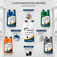 Distributeur de lessive liquide personnalisé, doseur, bouteille en plastique HDPE à double compartiment, à double col