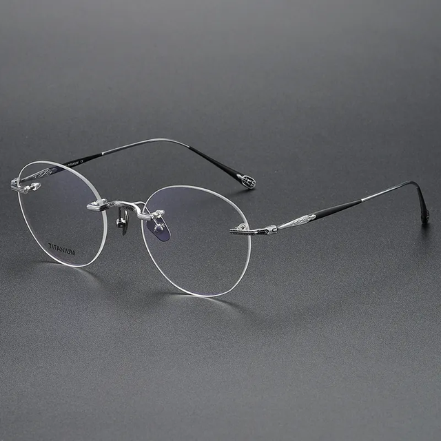 80955 Unisex Retro Business Round Rimless Titanium Acetate Optical Eyewear Eyeglasses Spectacle Frame in Stock
