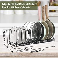 Organisateur de casseroles multifonctionnel Support extensible pour couvercle de casseroles avec 10 compartiments réglables pour armoire de cuisine