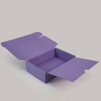 Boîtes cadeaux élégantes en carton ondulé E-flute, couleur violette personnalisée, avec couvercle, pour petites entreprises, MOQ inférieur