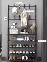 Porte-manteau et porte-chaussures pliant en métal sur pied, personnalisé 2024, pour chambre et dortoir, avec crochets, le plus vendu