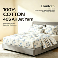 Ensemble de couette en coton Air Jet Yarn, linge de lit en coton imprimé 40S 200TC, ensemble de literie en coton 100% comprenant drap, housse de couette et couette