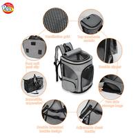 PRODIGY PET04 Sac de transport portable pour petits chiens et chats, respirant en Oxford avec fenêtre en maille, coussin en peluche douce, fermeture éclair