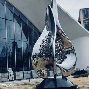 Vincentaa Flower Bud Escultura Arte de acero inoxidable Escultura de ciudad al aire libre Diseño de escultura moderna a gran escala - Product Image 2