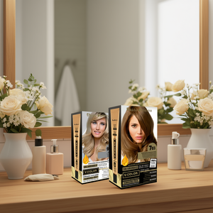 Tinte Permanente para el Cabello Thader Pharma V-Color 703 Rubio Medio Dorado Natural Sin Amoníaco Con Líquido Dorado y Aceites Florales - Product Image 3