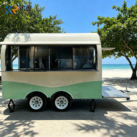 Food Truck Premium Professionnel, Cuisine Mobile en Acier Inoxydable, Chariot à Café Espresso et Pâtisserie