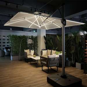 Sombrilla de Patio LED Plegable Impermeable de Nuevo Diseño, Sombrilla <span class=keywords><strong>Romana</strong></span> con Base de Aluminio para Sombreado de Jardín - Product Image 1