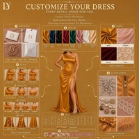 Fournisseur de robes de soirée asymétriques sur mesure en satin ambre doré, fendues haute et longues jusqu'au sol, pour la vente en gros
