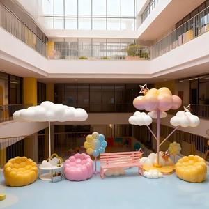 Conjunto de Bancos de Patio Modernos con Diseño de <span class=keywords><strong>Nubes</strong></span>, de Fibra de Vidrio, Resistentes al Agua y Ecológicos, para Decoración de Centros Comerciales, Restaurantes y Gimnasios - Product Image 3