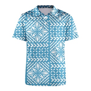 Camicia Estiva a Maniche Corte da Spiaggia per <span class=keywords><strong>Uomo</strong></span>, Stile Tapa con Motivi Floreali Polinesiani Tribali Samoa, <span class=keywords><strong>Polo</strong></span> Personalizzata - Product Image 1