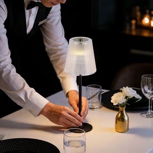 Vintage Luxury Rechargeable Acrylic Table Lamp Dimmable LED <b>Night</b> <b>Light</b> for Bedroom Dining Table Restaurant Decor Romantic Gift - Product Image 2
