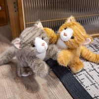 Poupée en peluche chat réaliste vente chaude-cadeau de jouet animal en peluche doux pour enfants/adultes, canapé décor à la maison