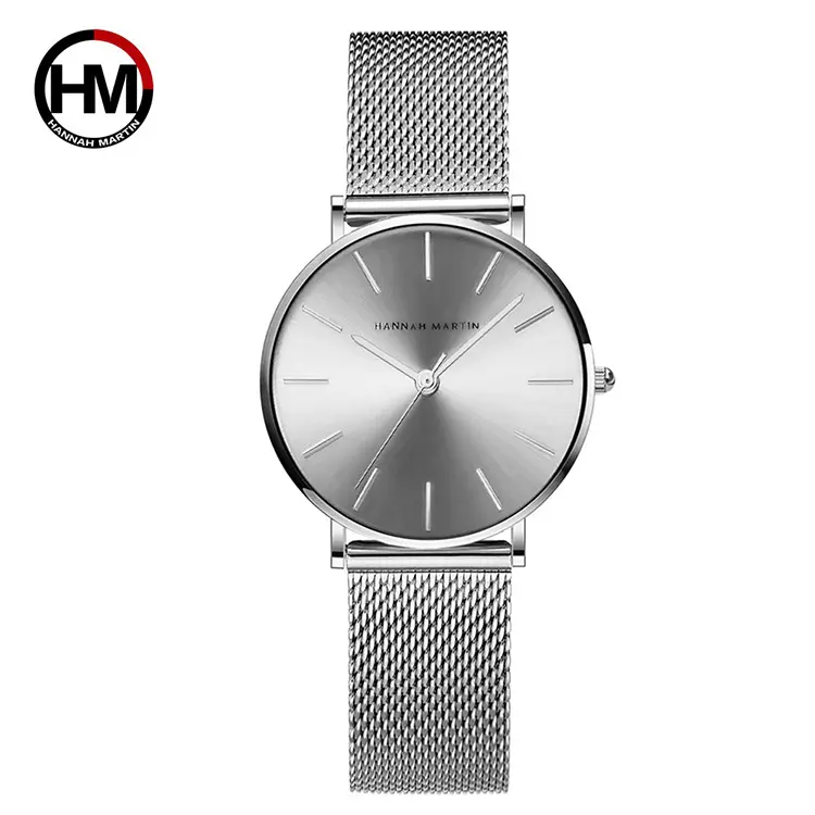 Hannah Martin CC36 Women Quartz Rose Gold Waterproof Wristwatch Luxury Mesh Steel Ladies Wrist Watch
