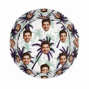Sombrero de Pescador Personalizado con Foto para Mujer, Diseño de Rostro Personalizado, Fondo con Estampado de Árbol Tropical, Moderno para Verano, Playa, Viajes y Uso Diario - Product Image 4
