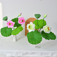 Künstliche Lotus-Wasserlilienblumen im chinesischen Stil für Restaurant-Tisch- und Bodenarrangements, dekorative Aquapflanzer aus Seidenstoff