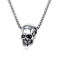 Accessoires d'usine en gros : Collier pour homme en acier titane, style européen et américain, motif crâne, tendance Hip Hop, chaîne Halloween