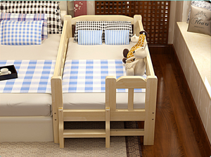 Cama de Bebé de Madera Maciza para Niños y Niñas, Mueble Infantil de Moda con Barandilla de Empalme, Amplia, Expandible y Móvil - Product Image 3