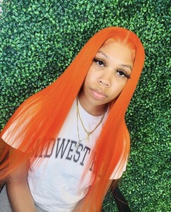 Peluca naranja de cabello humano Real Rubio 613 de alta calidad, Peluca de pelo liso de hueso sin pegamento de Color personalizado, peluca Frontal con cierre de encaje - Product Image 4