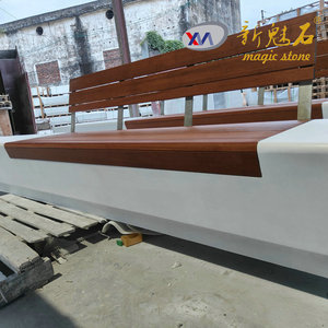 Nuevos Materiales de Construcción de Piedra, Banco de Hormigón GRC 2500*600*600 con Respaldo de Madera para Uso en Exteriores y Parques - Product Image 3
