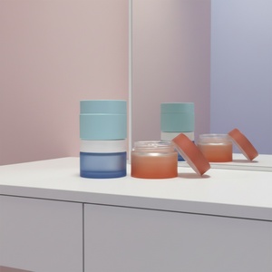 Frosted Cosmetic Packaging 50ml 100ml <b>Empty</b> Gradient Color Glass Cream <b>Jars</b> With Screw Cap for Face Cream - Product Image 2
