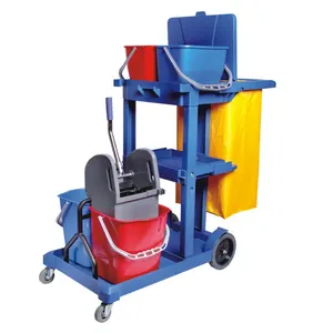 Wholesale Restaurant Service Multifunction Hotel Housekeeping Folding Cleaning Trolley Rubbermaid Janitorial Cart