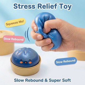 Juguete de silicona antiestrés con forma de panecillo al vapor (<span class=keywords><strong>bao</strong></span>) con cara sonriente, simulación de comida, venta al por mayor - Product Image 3