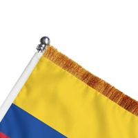 Bandera de Escritorio de Colombia 14x21cm con Borde Dorado, Mini Bandera de Mesa con Base de Metal, Bandera de Oficina de Poliéster Personalizada al por Mayor