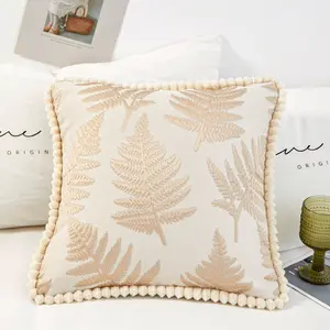 Nordic Luxury Design Jacquard Throw Pillow Cover Home Sofa Decoration Square Leaf Floral Pattern Cushion Cover