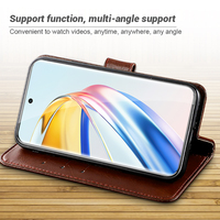 Casing Dompet Kulit PU Tekstur Retro untuk Huawei Honor 200 Lite X7A X9B Magic 6 Lite, Casing Ponsel POCO X7 X6 S25 Ultra