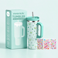 Gobelet isotherme Everich H2.0 40oz à double paroi, sans BPA, avec revêtement poudré, gravure laser personnalisée du logo, poignée et paille