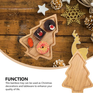 Plateau de service en bois en forme de sapin de Noël 28x20cm en bambou pour collations, desserts, décoration de fête, usage domestique et cuisine - Product Image 3