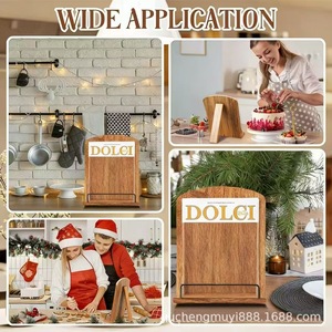 Support de recettes en bois avec support métallique, angle réglable, organisateur de bureau pour la cuisine, présentoir de livres de cuisine - Product Image 4