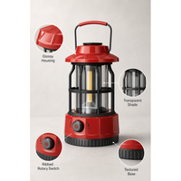 Lanterne de camping LED COB JD-L801, batterie au lithium rechargeable, lumière chaude vintage pour l'extérieur, interrupteur rotatif, lampe suspendue portable, IP44