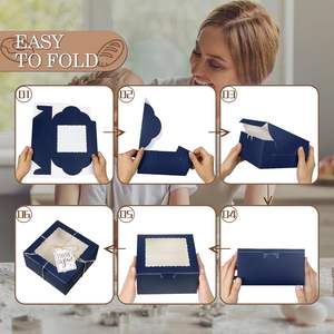 KPOSIYA - 65 Cajas de Panadería Azules de 6x6x3 Pulgadas con Ventana, Cajas Pequeñas para Pasteles, Postres, <span class=keywords><strong>Galletas</strong></span>, Donas, Fiestas de Cumpleaños y Bodas - Product Image 4