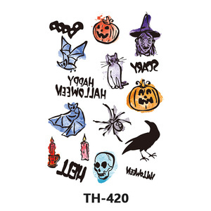 Gato Halloween transferencia de agua brazo mangas pierna pecho hermoso Sexy cuerpo arte temporal negro impermeable tatuaje <span class=keywords><strong>flores</strong></span> para mujeres - Product Image 3
