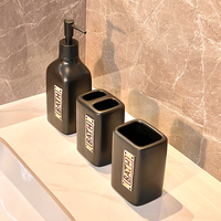Céramique Noir Salle De Bains Vanité Ensemble Famille Toilette Lavabo Distributeur De Savon Hôtel Salle De Bains Rince-Bouche Tasse Invité Salle De Bains Porte-Savon
