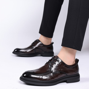 Zapatos de Vestir para Hombre, de Piel Vacuna Genuina, con Suela Gruesa, Diseño Plano y Punta Redonda, Ideales para Bodas y Negocios, Cómodos para Todo Tipo de Eventos - Product Image 6