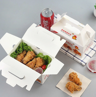 Boîte alimentaire personnalisée en gros pour hamburgers, fast-food, ailes de poulet frites coréennes, emballage de livraison à emporter avec poignée