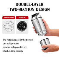 Bouteille shaker en acier inoxydable 750 ml 500 ml, mélangeur de protéines isotherme, revêtement poudré, compatible lave-vaisselle, bouteille d'eau de sport, marque privée