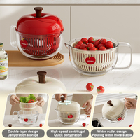 UFORU Essoreuse à salade en forme de pomme, centrifugeuse rotative pour fruits avec couvercle anti-poussière, grande sécheuse de légumes pour cuisine