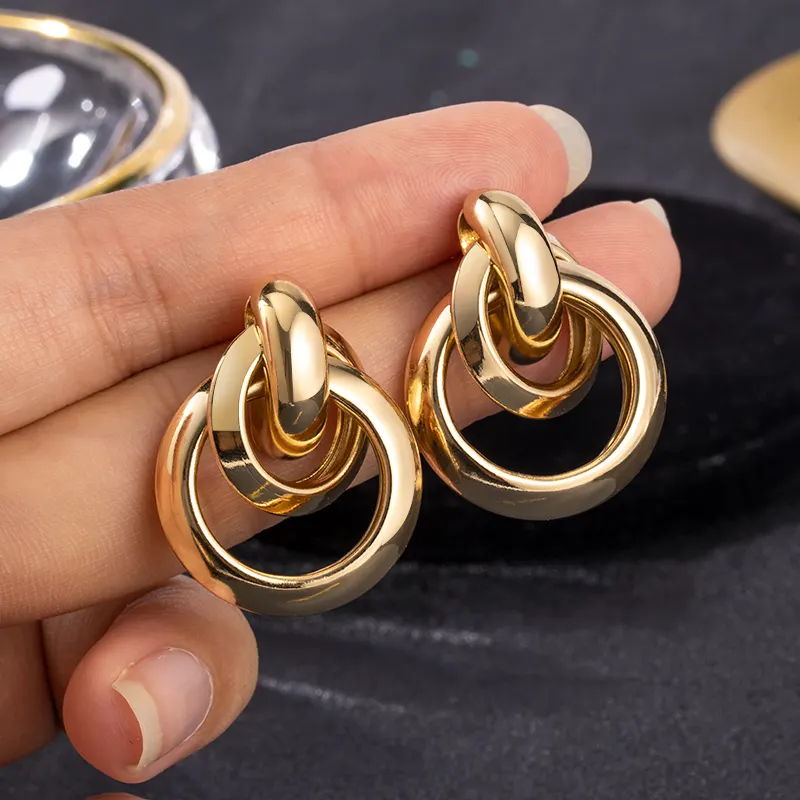 Women's Earrings Gold Unusual Hoop Earrings For Women Korean Vintage Geometry Metal Earrings 2022 Trendy Fashion Female Jewelry