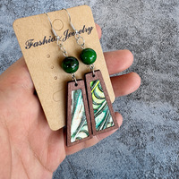 Boucles d'oreilles en cuir vintage, boucles d'oreilles à breloques turquoise, boucles d'oreilles en cuir imprimé léopard, imprimé vache, bijoux pour femmes
