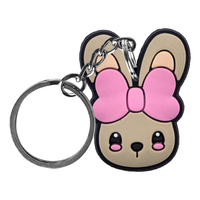 Jolies breloques pour chaussures et porte-clés en forme de poulets et lapins, de la série animaux mignons, pendentifs en PVC, vente en gros