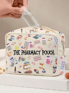Pochette de pharmacie originale en toile, sac de rangement pour médicaments de voyage, pochette mignonne pour pilules, vitamines, articles de toilette et maquillage avec fermeture éclair - Product Image 3
