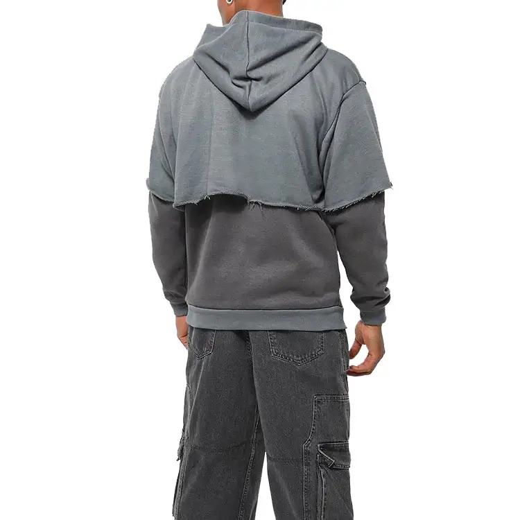 Melhor qualidade plus size solto ajuste dupla camada hoodie roupa zip up francês terry Y2K homens capuz streetwear fabricantes