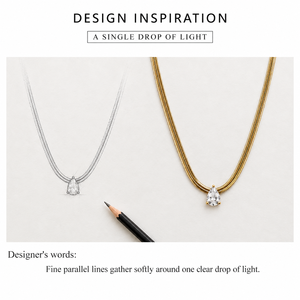 Collier pendentif chaîne serpent plaqué or 14 carats pour femme avec zircon cubique taille poire, design minimaliste pour un usage quotidien - Product Image 4