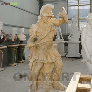 Escultura de Guerrero Masculino de Tamaño Real en Piedra Natural Crema Antigua para Jardín, Estatua de Soldado Romano en Mármol - Product Image 4